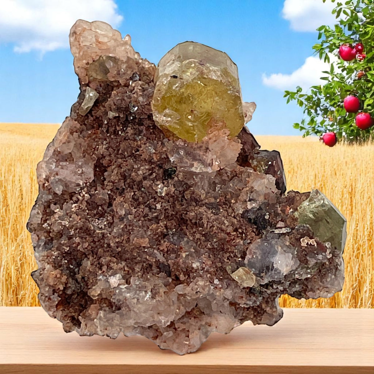 Yellow/Green Apatite, Chalcedony Crystal Cluster - Mexico, 101.9g