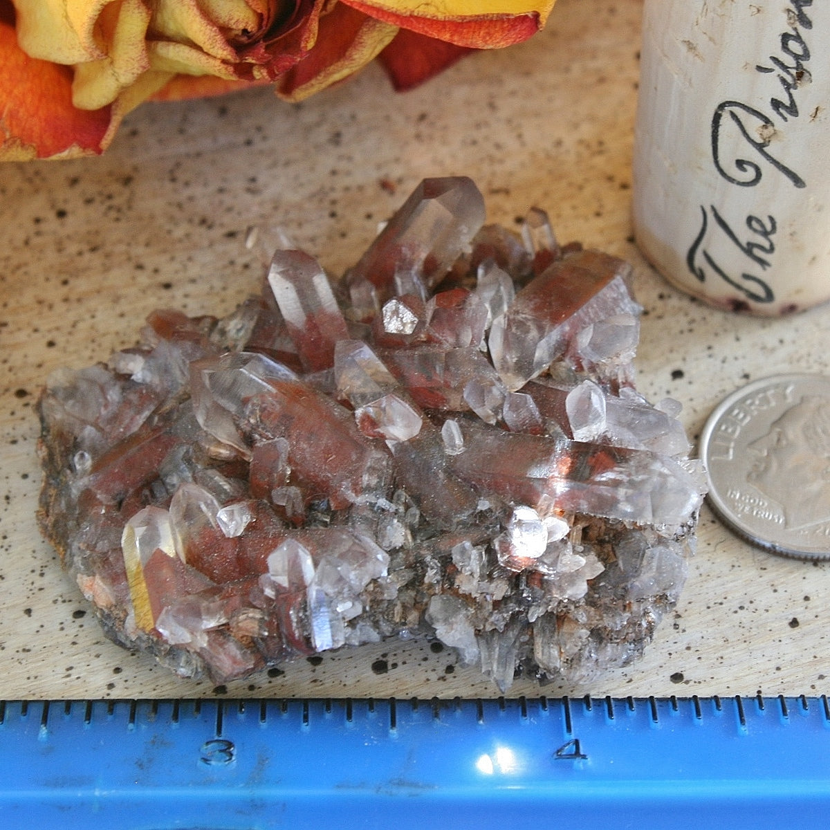 Orange River Quartz with Hematite Inclusions / Phantoms, Northern Cape, South Africa, 31.6 grams