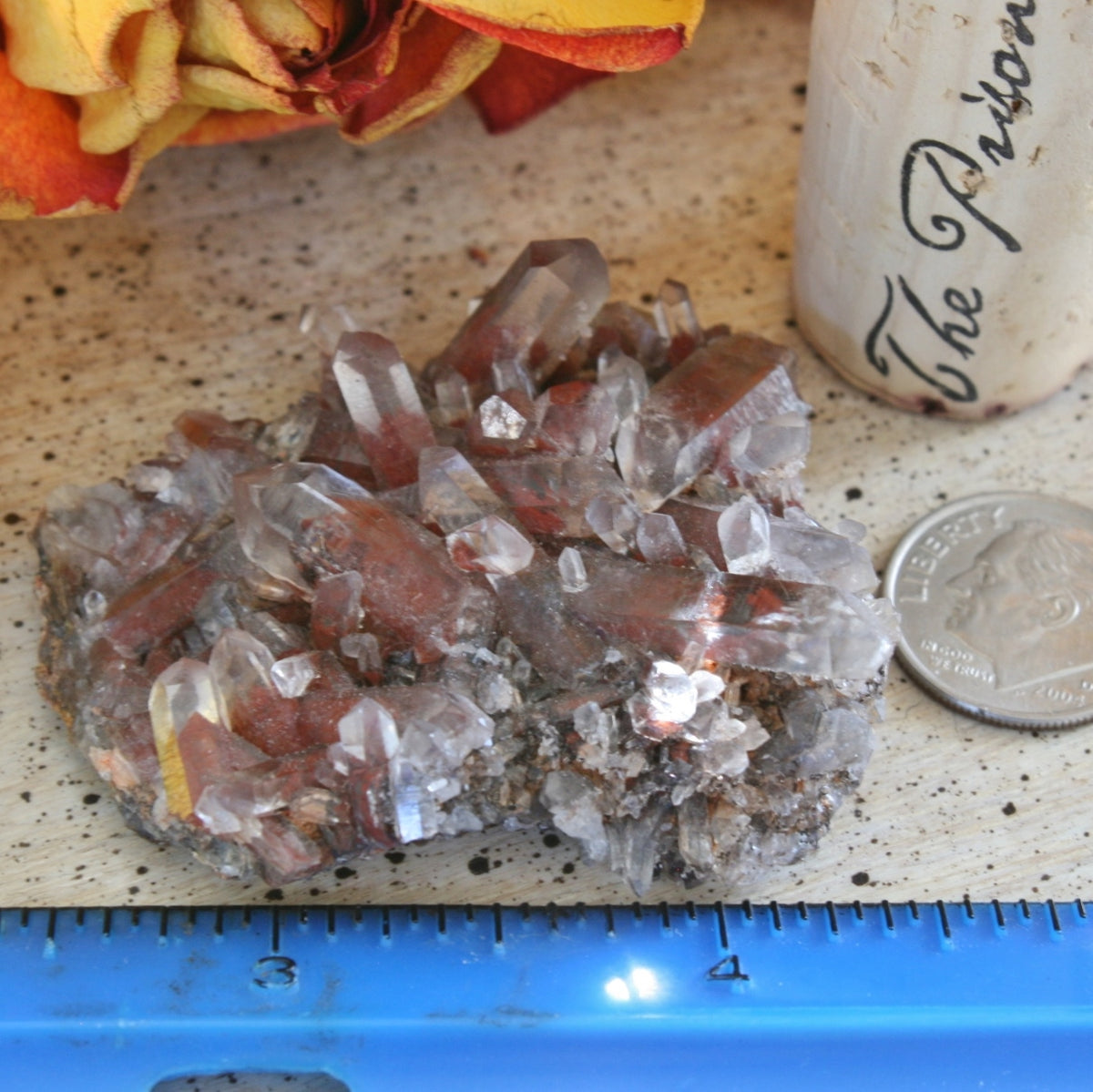 Orange River Quartz with Hematite Inclusions / Phantoms, Northern Cape, South Africa, 31.6 grams