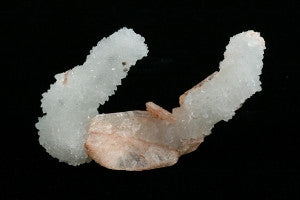 Peach Stilbite with Druse Quartz Stalctites Crystal 2.75&quot; x 0.75&quot; x 2.00&quot;