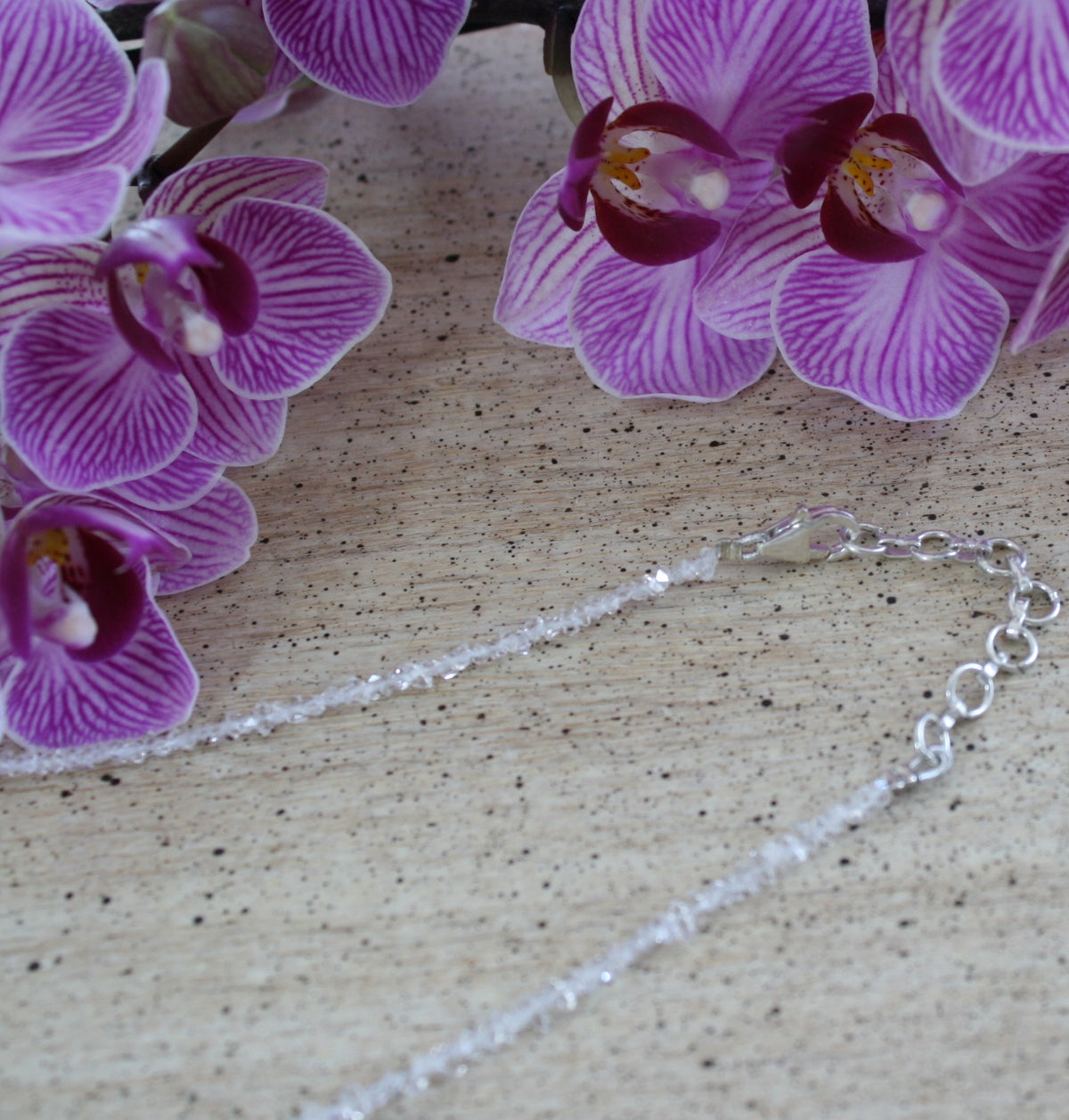 ONE Herkimer Diamond Clear Quartz Crystal Necklace from Herkimer, New York: 18" Long with extender