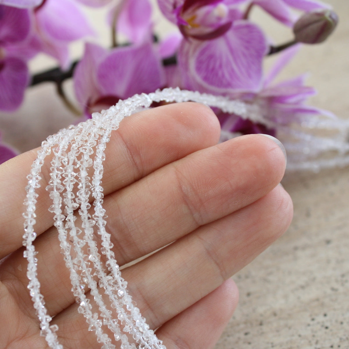 ONE Herkimer Diamond Clear Quartz Crystal Necklace from Herkimer, New York: 18" Long with extender