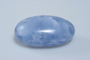 Blue Calcite Polished Palm Stone from Madagascar - 50.8 grams.