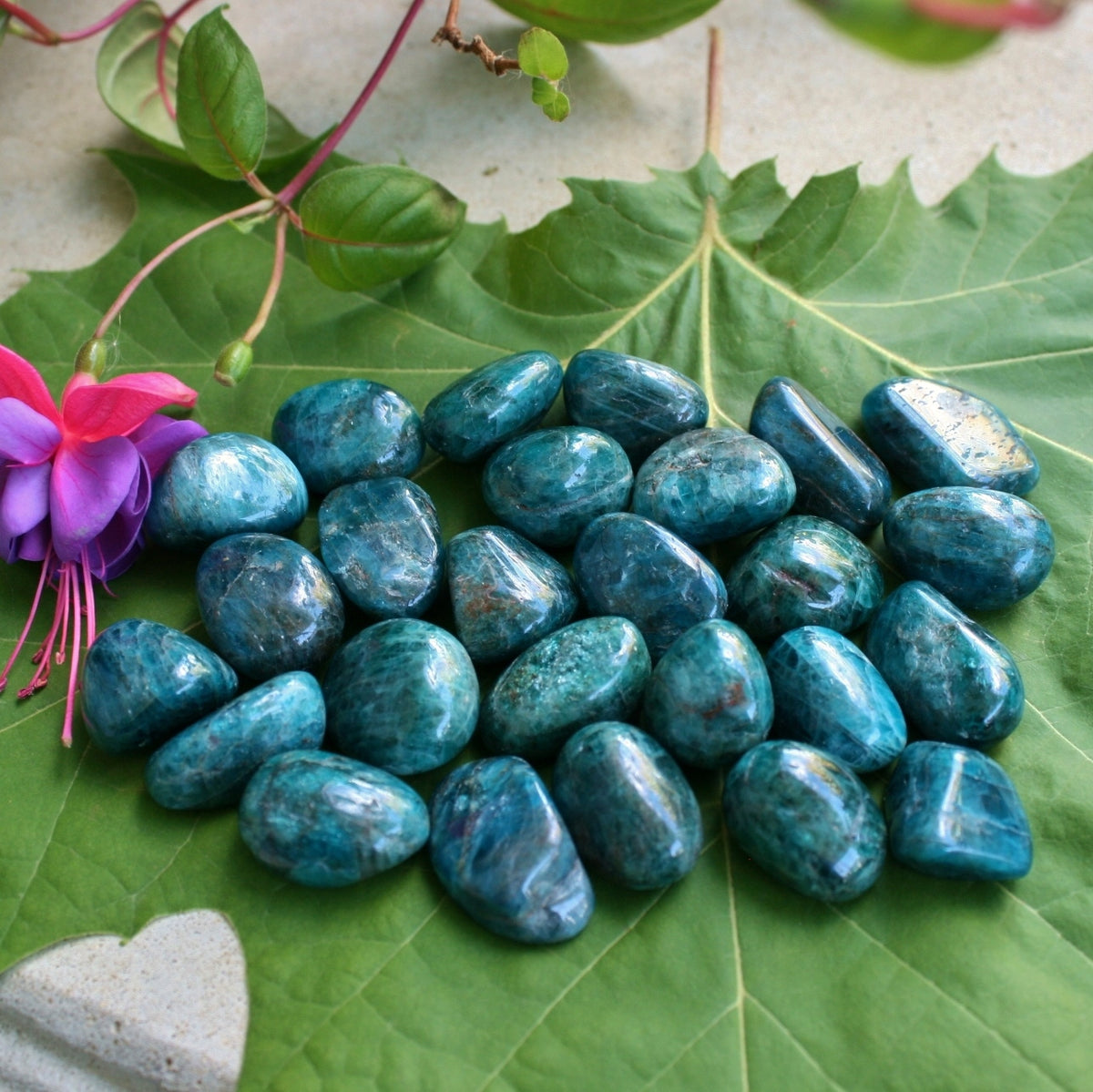 ONE Blue Apatite Polished Tumbled Stone from Madagascar, 6-10 grams each