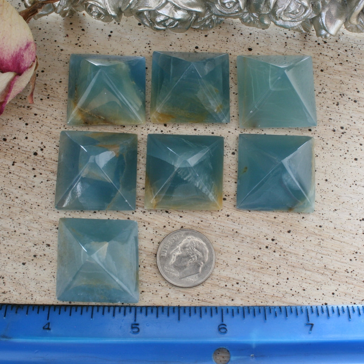 Blue Calcite / Blue Onyx Pyramid from Argentina, also called Lemurian Aquatine Calcite, LGPY3
