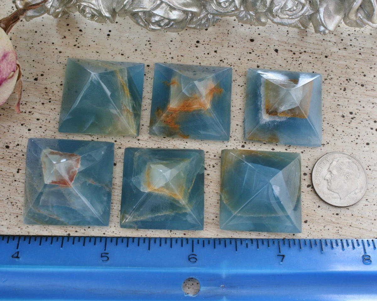 Blue Calcite / Blue Onyx Pyramid from Argentina, also called Lemurian Aquatine Calcite, LGPY5