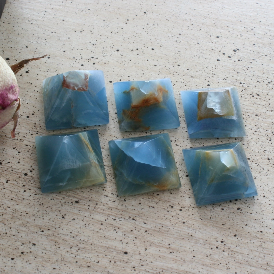 Blue Calcite / Blue Onyx Pyramid from Argentina, also called Lemurian Aquatine Calcite, LGPY5