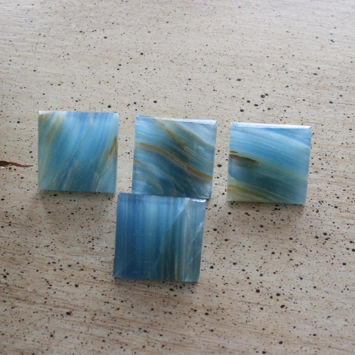 Blue Calcite / Blue Onyx Pyramid with Banding from Argentina, also called Lemurian Aquatine Calcite, LGPY6