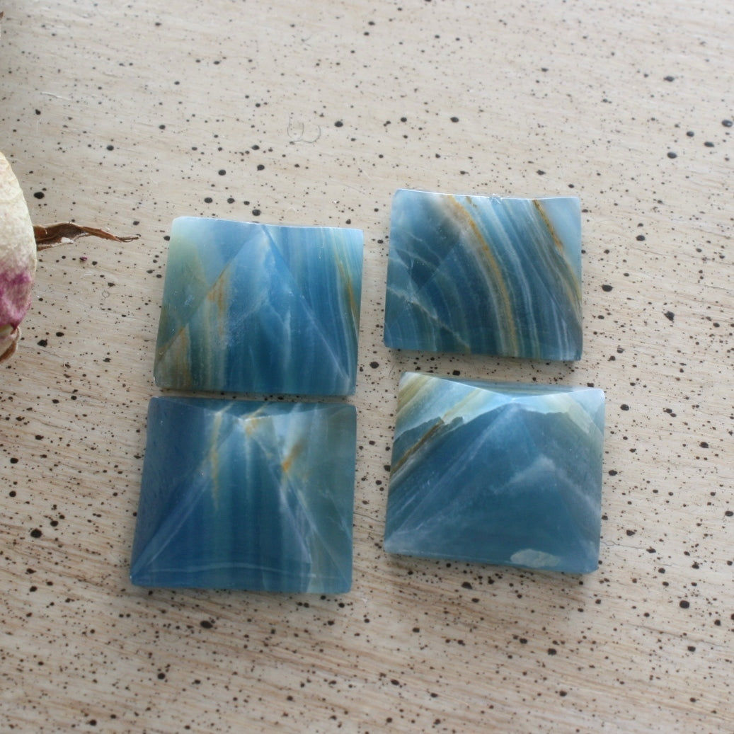Blue Calcite / Blue Onyx Pyramid with Banding from Argentina, also called Lemurian Aquatine Calcite, LGPY6