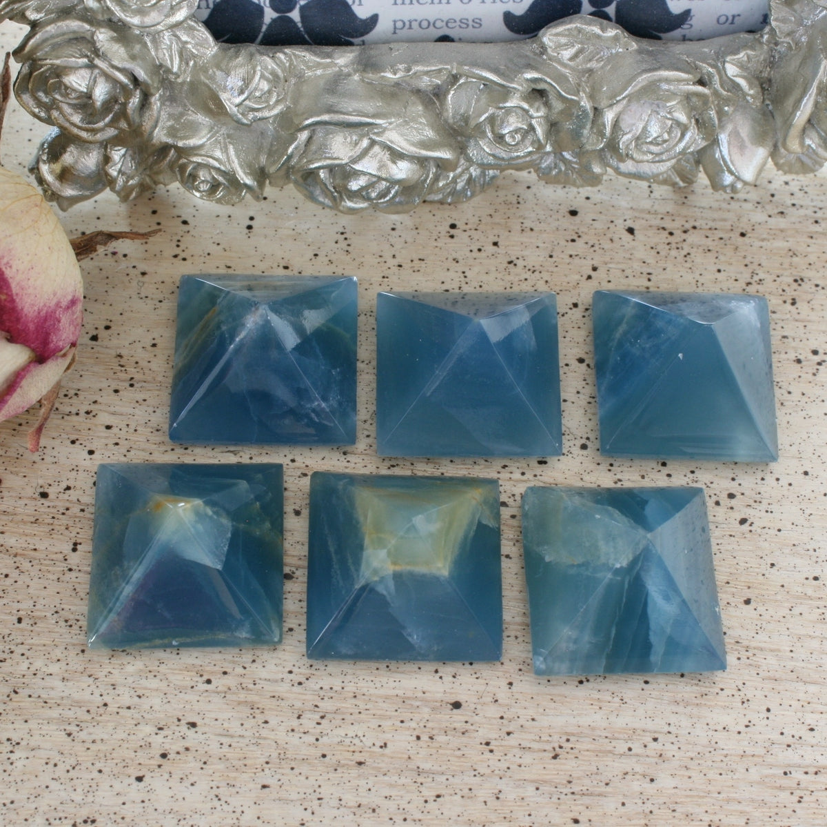 Blue Calcite / Blue Onyx Pyramid from Argentina, also called Lemurian Aquatine Calcite, LGPY8