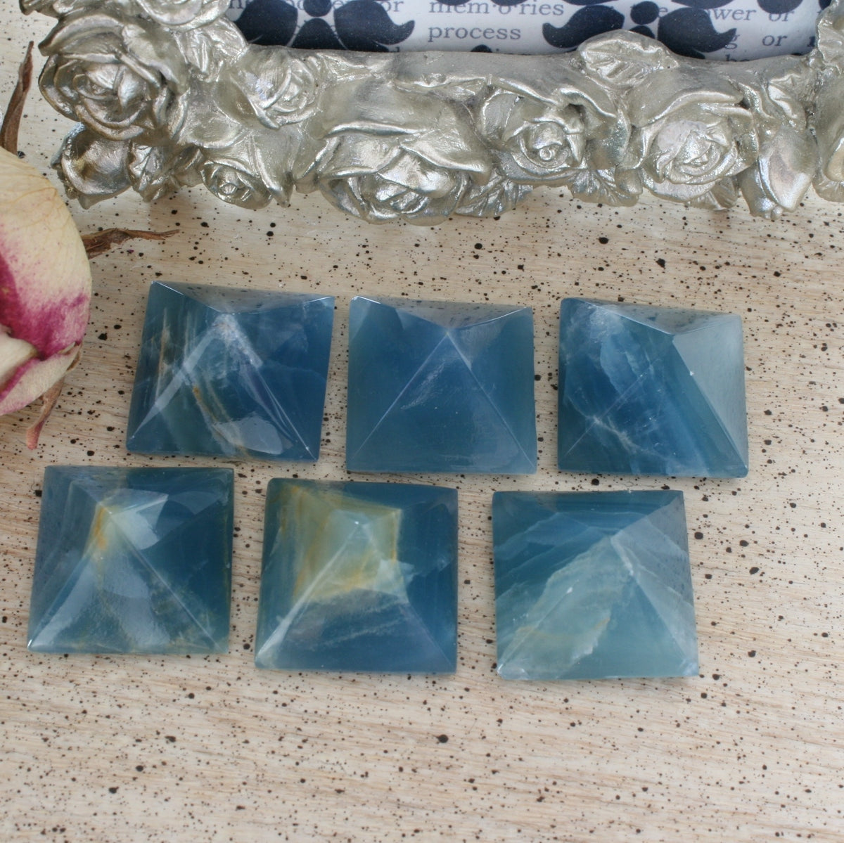 Blue Calcite / Blue Onyx Pyramid from Argentina, also called Lemurian Aquatine Calcite, LGPY8