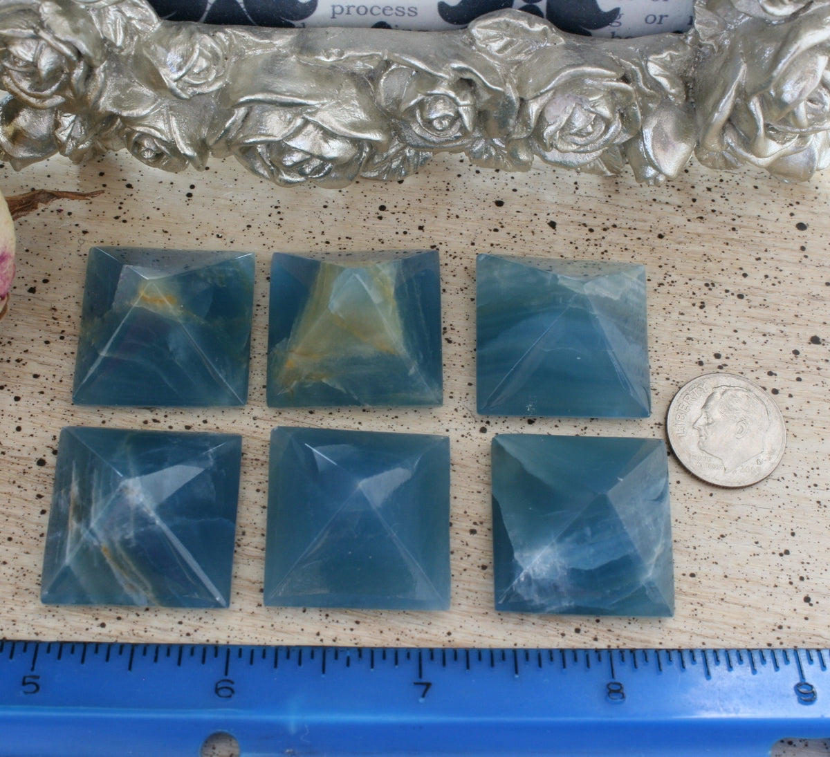Blue Calcite / Blue Onyx Pyramid from Argentina, also called Lemurian Aquatine Calcite, LGPY8