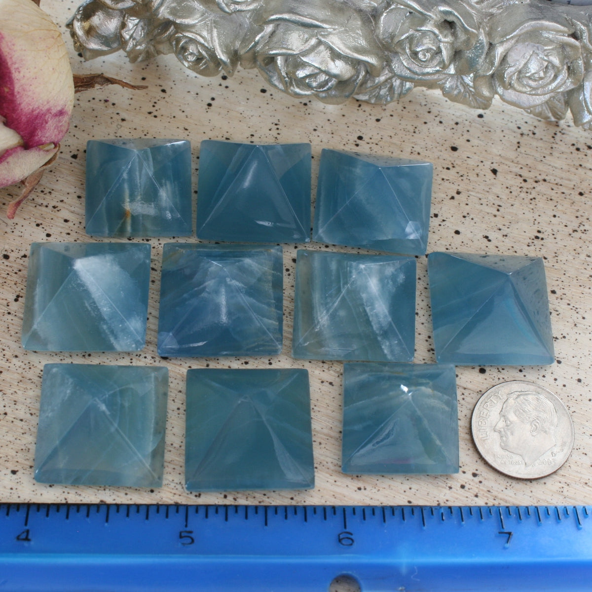 Blue Calcite / Blue Onyx Pyramid from Argentina, also called Lemurian Aquatine Calcite, SMPY2