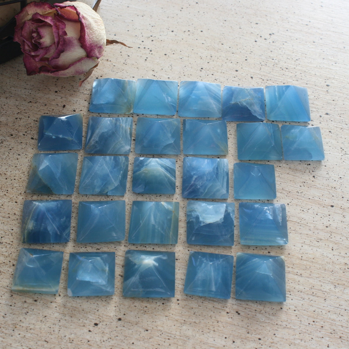 Blue Calcite / Blue Onyx Pyramid from Argentina, also called Lemurian Aquatine Calcite, SMPY3