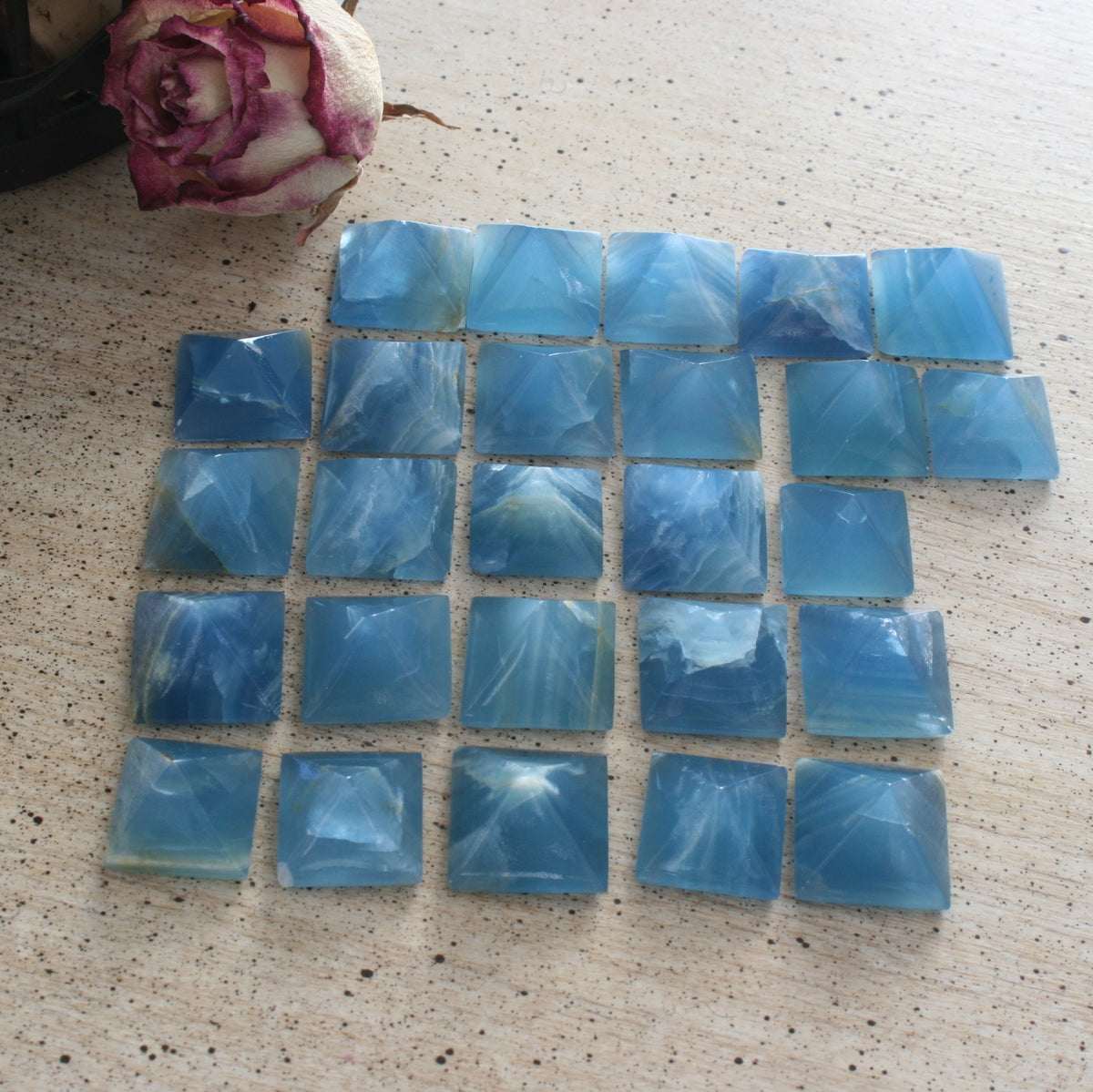 Blue Calcite / Blue Onyx Pyramid from Argentina, also called Lemurian Aquatine Calcite, SMPY3