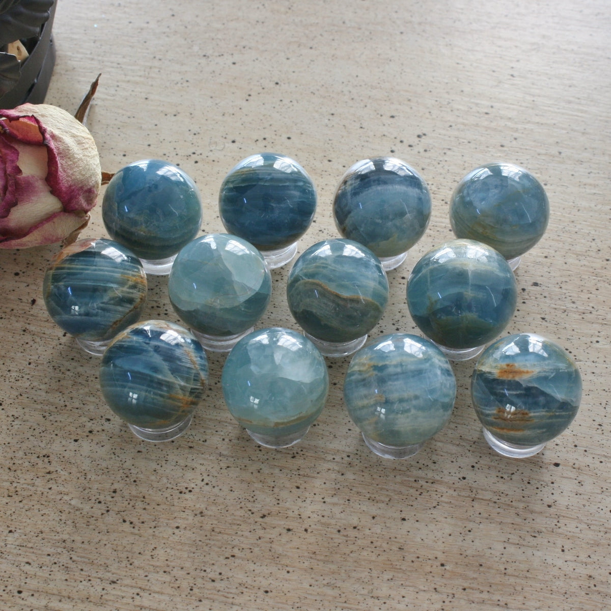 Blue Calcite / Blue Onyx Sphere from Argentina, also called Lemurian Aquatine Calcite, LGSP2