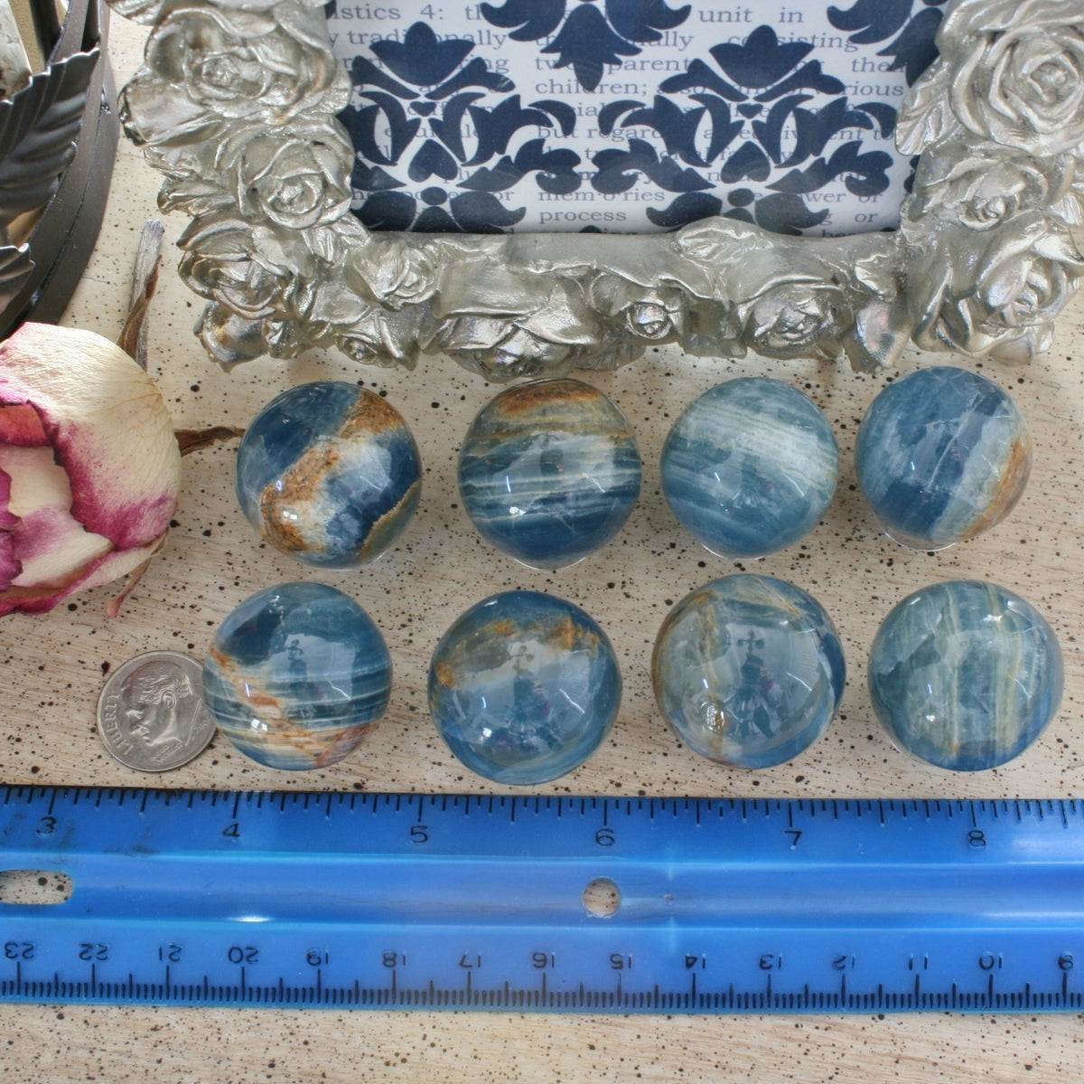 Blue Calcite / Blue Onyx Sphere from Argentina, also called Lemurian Aquatine Calcite, LGSP3