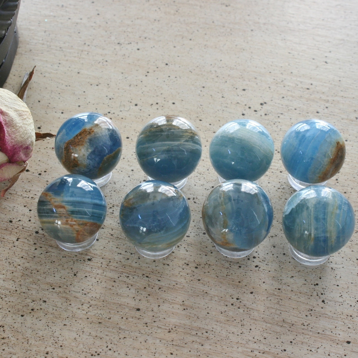 Blue Calcite / Blue Onyx Sphere from Argentina, also called Lemurian Aquatine Calcite, LGSP3