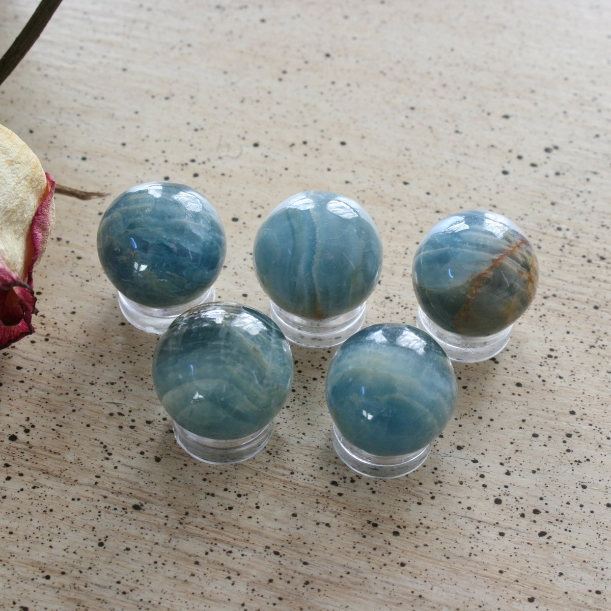 Blue Calcite / Blue Onyx Sphere from Argentina, also called Lemurian Aquatine Calcite, SMSP2