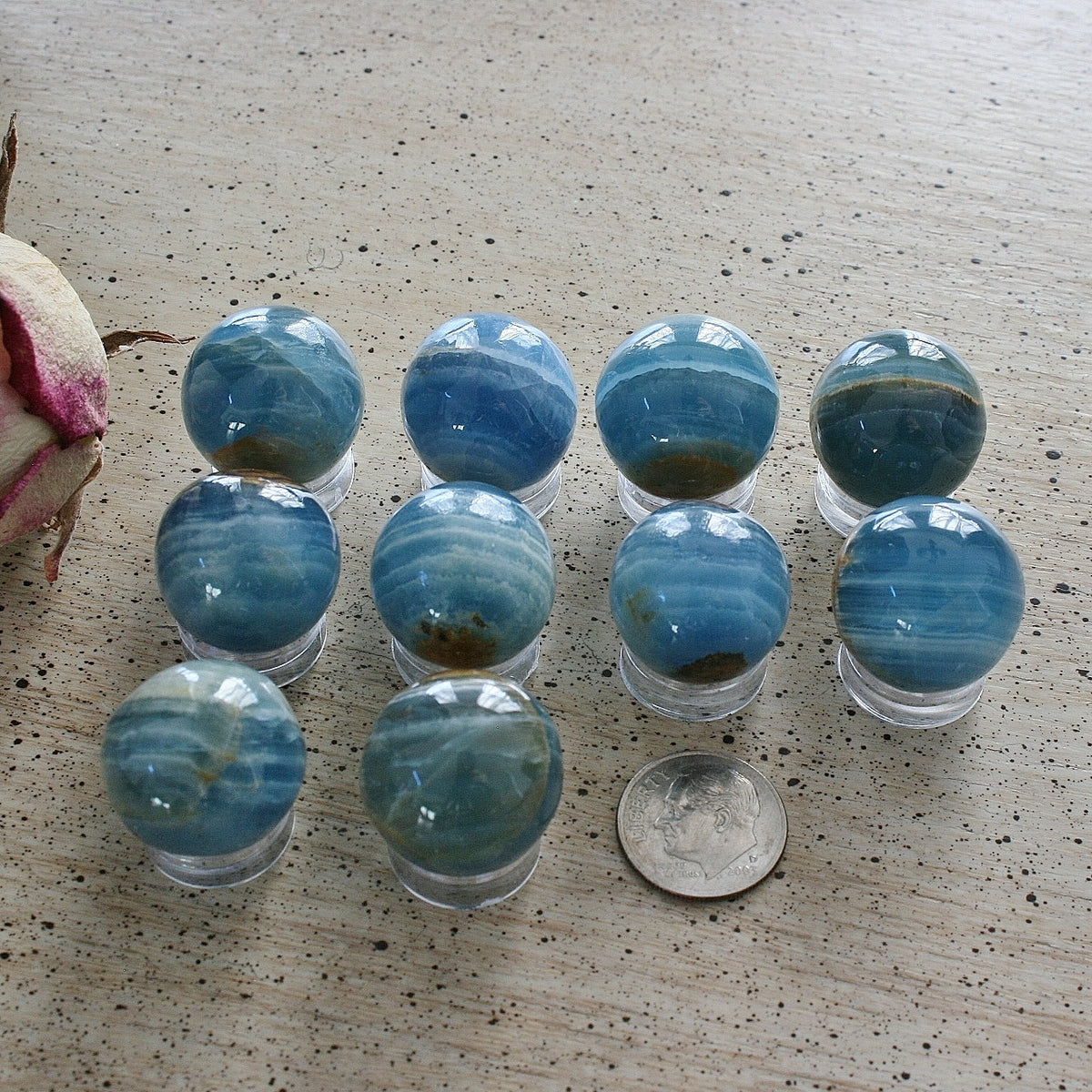 Blue Calcite / Blue Onyx Sphere from Argentina, also called Lemurian Aquatine Calcite, SMSP3