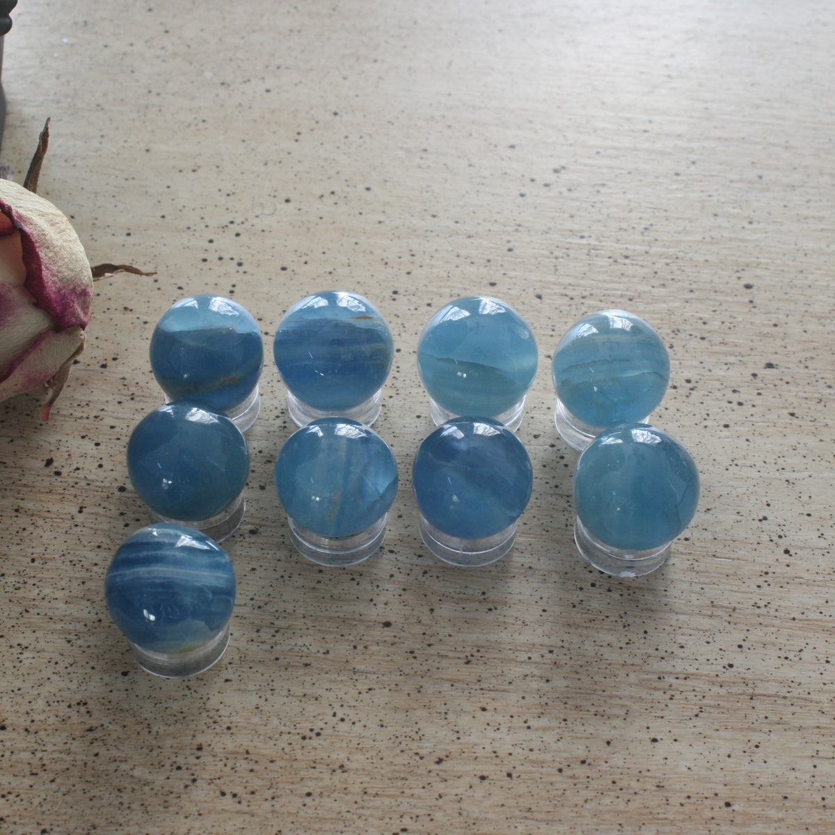 Blue Calcite / Blue Onyx Sphere from Argentina, also called Lemurian Aquatine Calcite, SMSP5