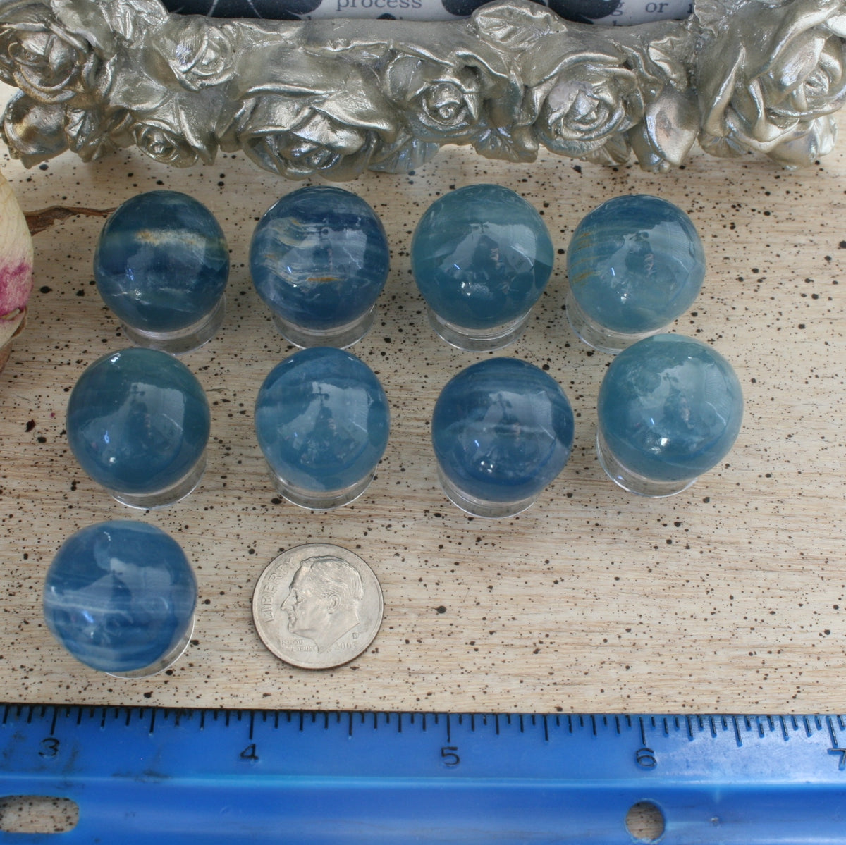 Blue Calcite / Blue Onyx Sphere from Argentina, also called Lemurian Aquatine Calcite, SMSP5
