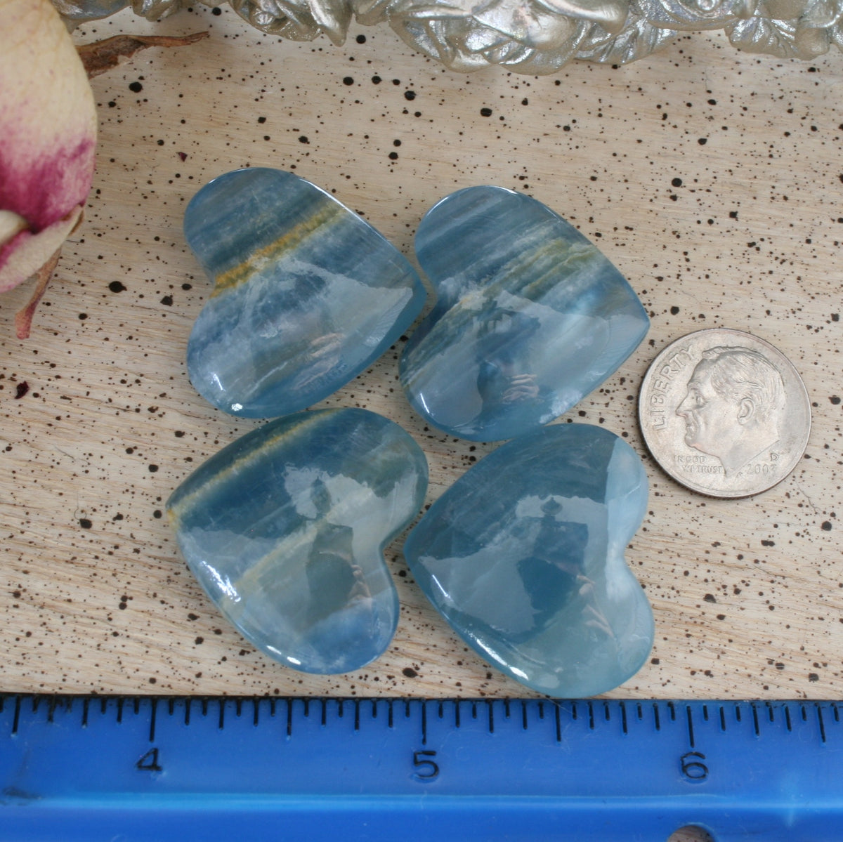 Blue Calcite Crystal Heart, HT2