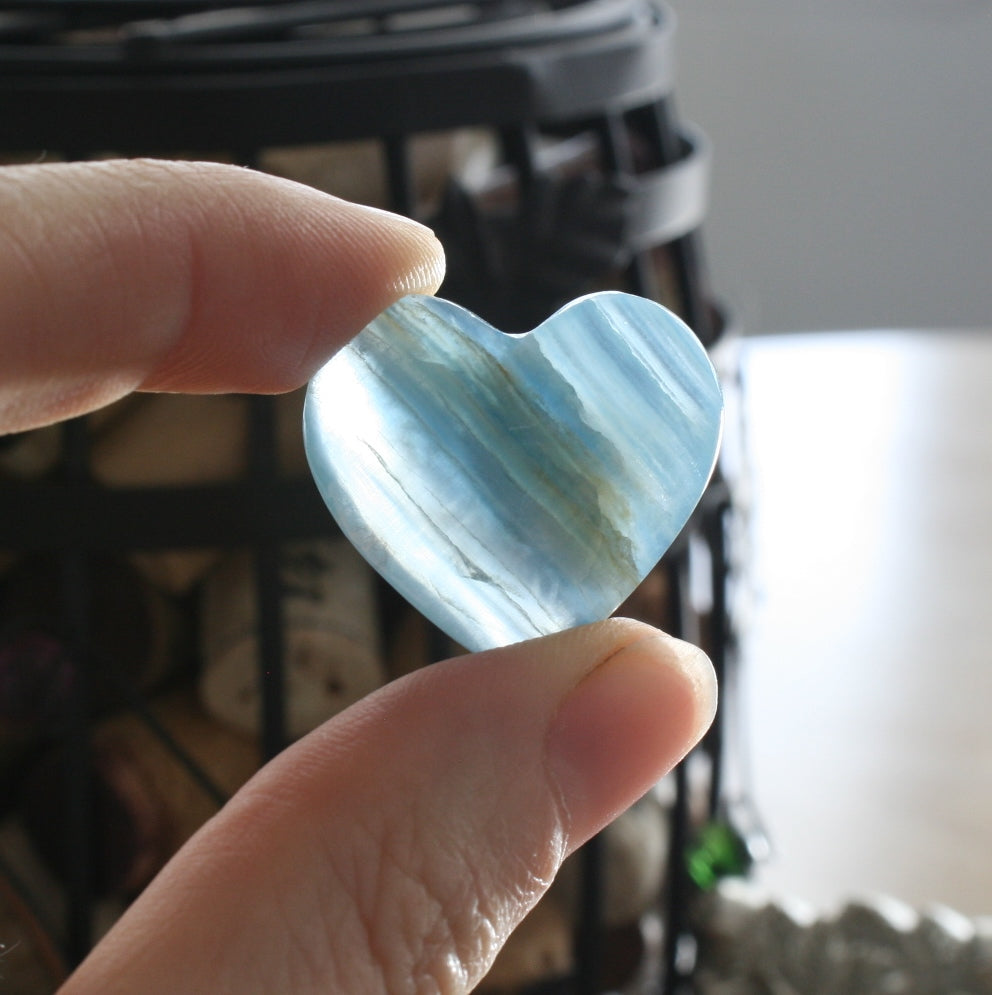 Blue Calcite Crystal Heart, HT2