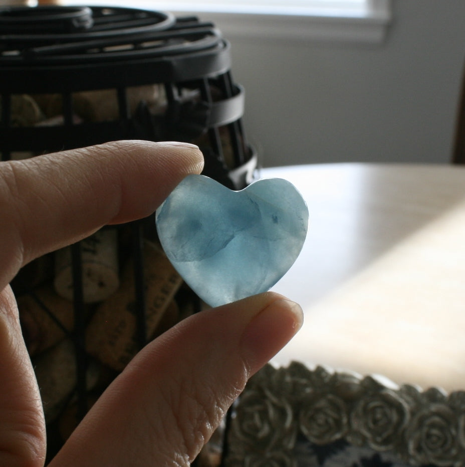 Blue Calcite Crystal Heart, HT3