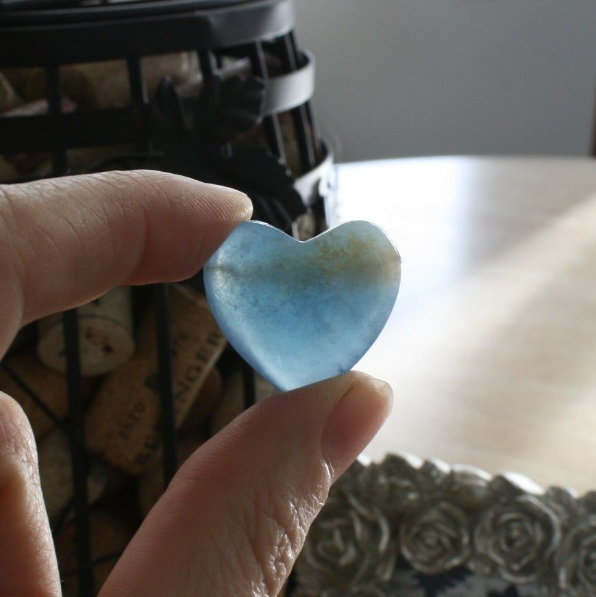 Blue Calcite Crystal Heart, HT4