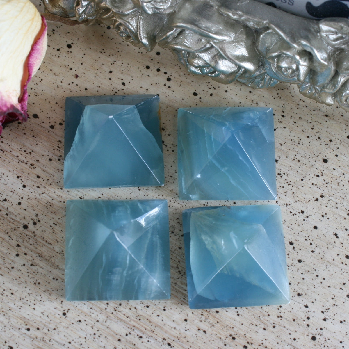 Blue Calcite / Blue Onyx Pyramid from Argentina, also called Lemurian Aquatine Calcite, LGPY7