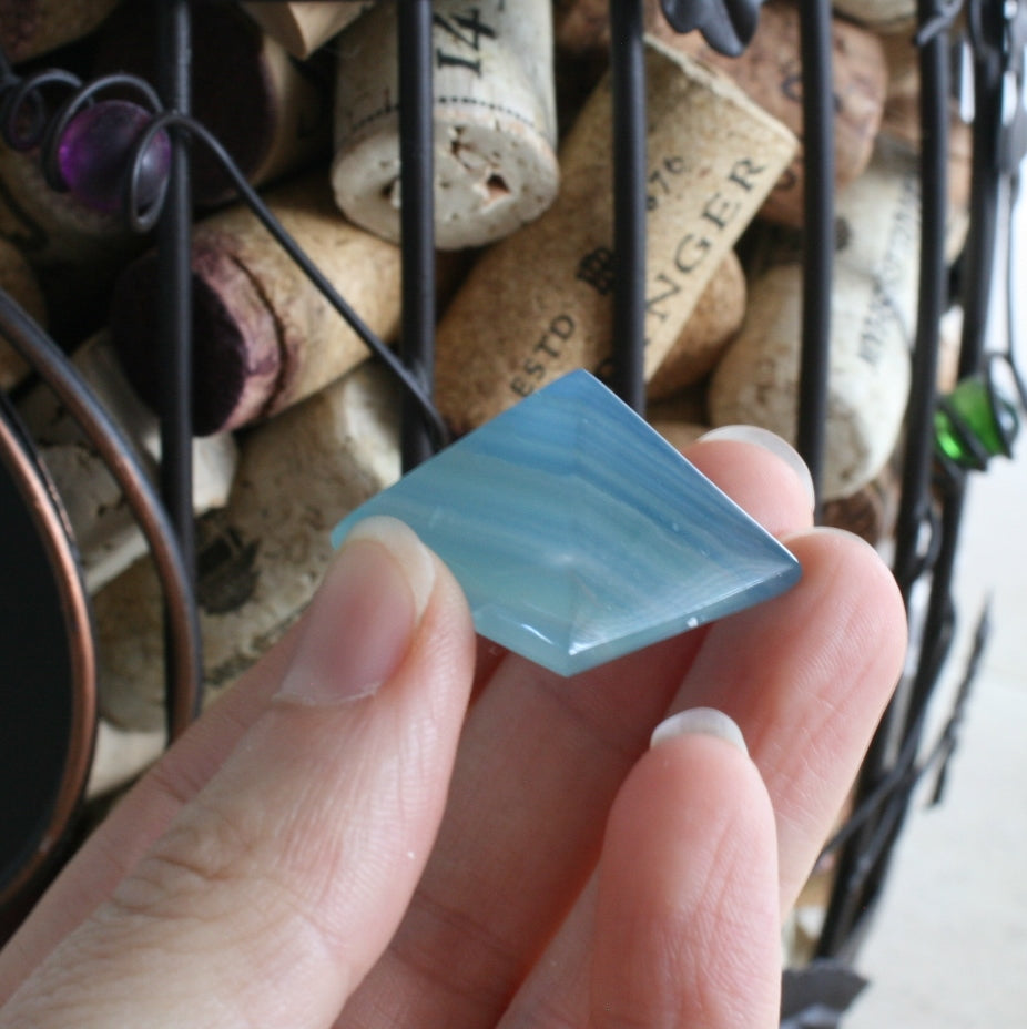 Blue Calcite / Blue Onyx Pyramid from Argentina, also called Lemurian Aquatine Calcite, LGPY7