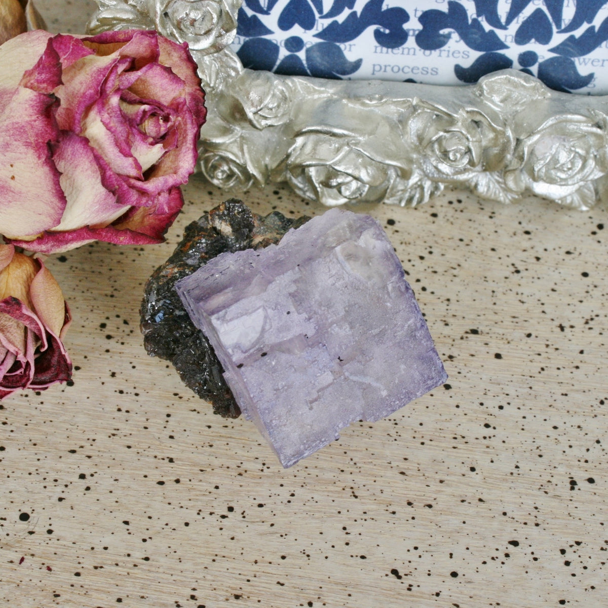 Purple Fluorite Cube Crystal with Sphalerite, 109.4gm