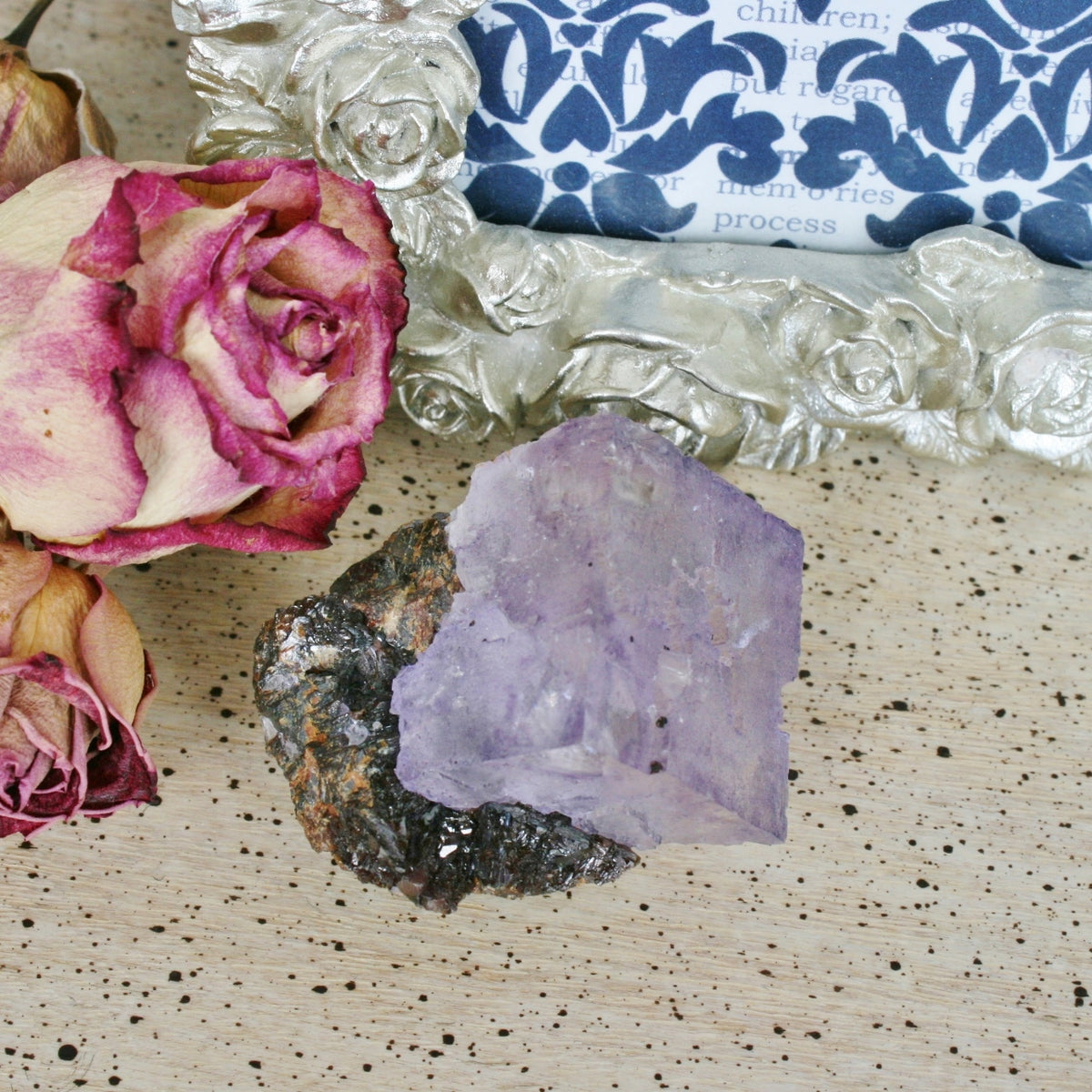 Purple Fluorite Cube Crystal with Sphalerite, 109.4gm