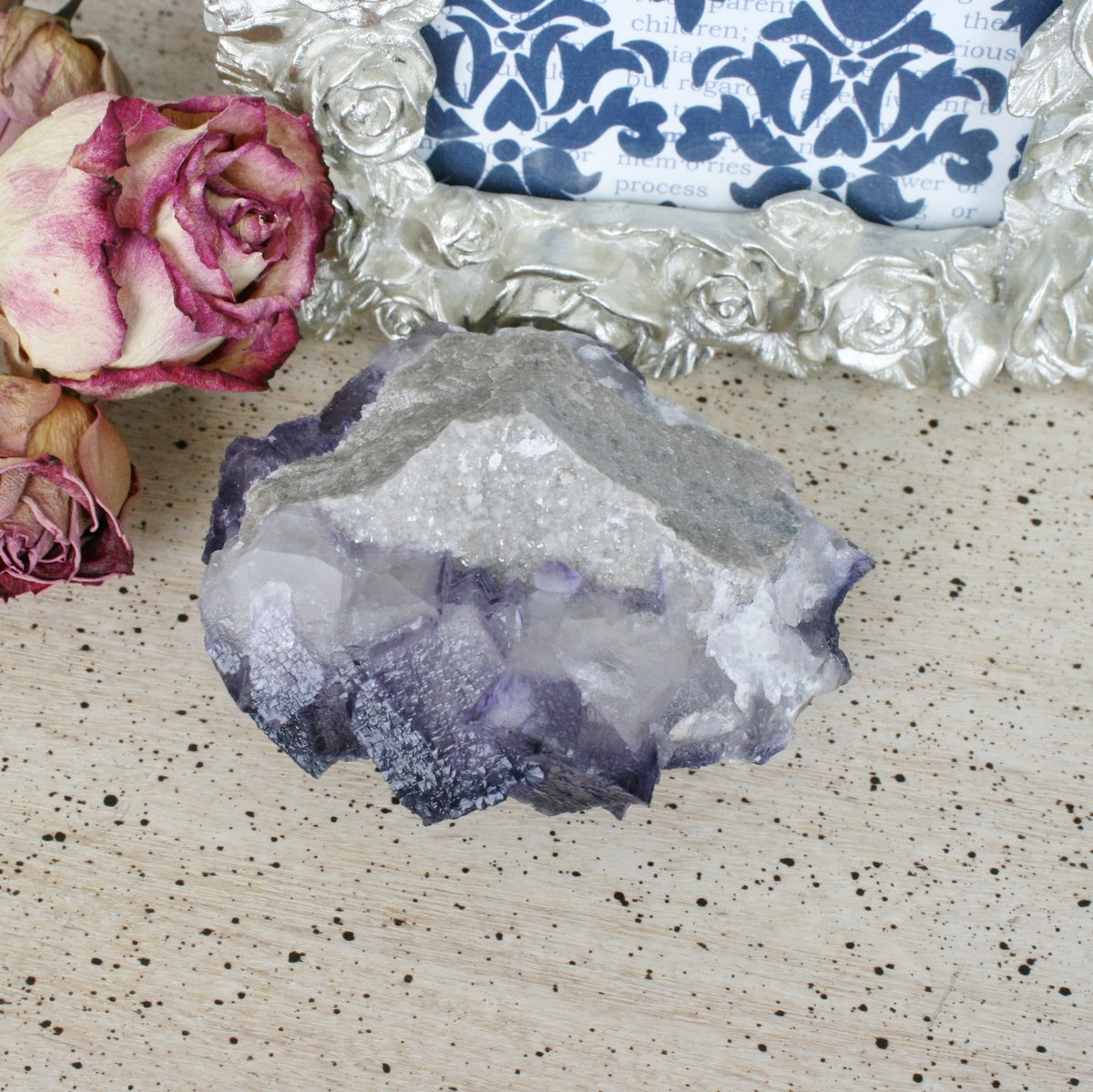 Purple Fluorite Cube Crystal Cluster on Limonite, 274.2 gm