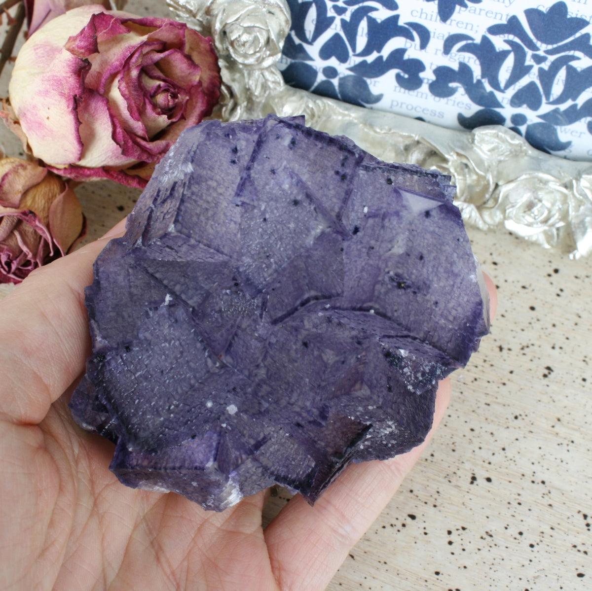 Purple Fluorite Cube Crystal Cluster on Limonite, 274.2 gm