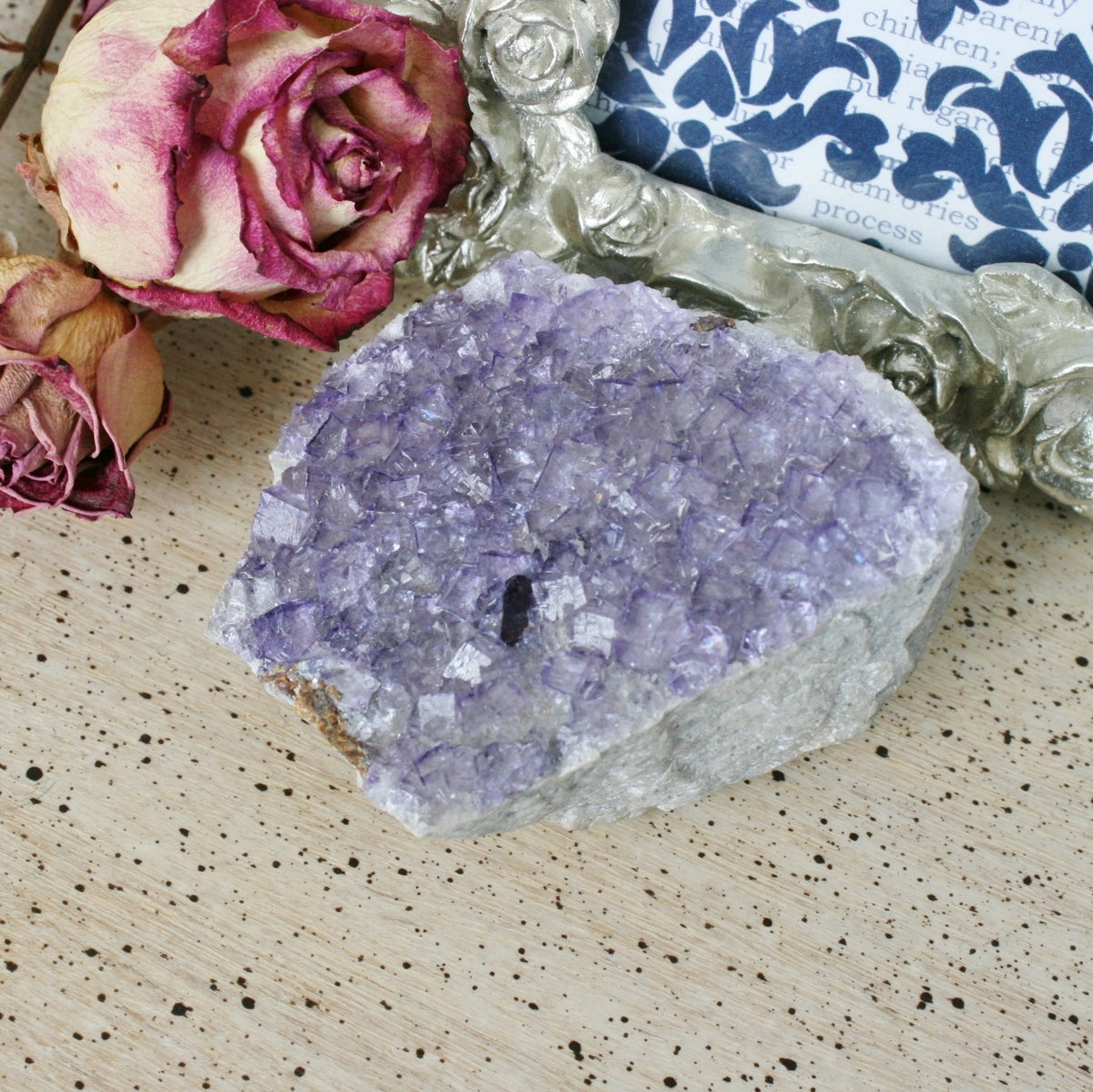 Purple Fluorite Crystal with Sphalerite on Limonite, 204.7 gm