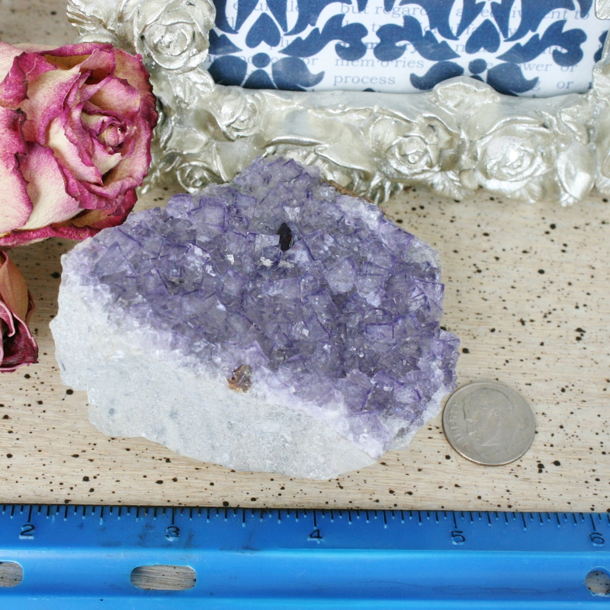 Purple Fluorite Crystal with Sphalerite on Limonite, 204.7 gm