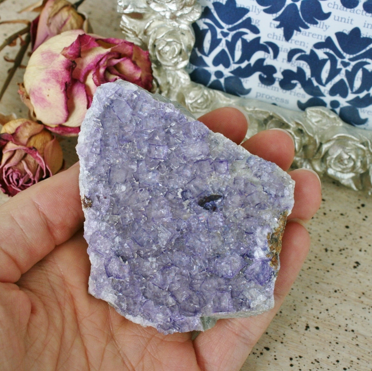 Purple Fluorite Crystal with Sphalerite on Limonite, 204.7 gm