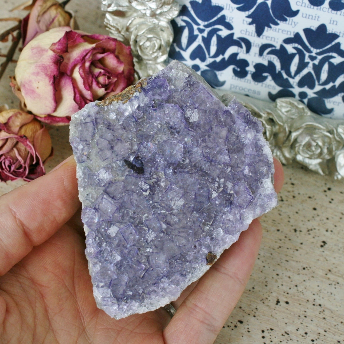 Purple Fluorite Crystal with Sphalerite on Limonite, 204.7 gm