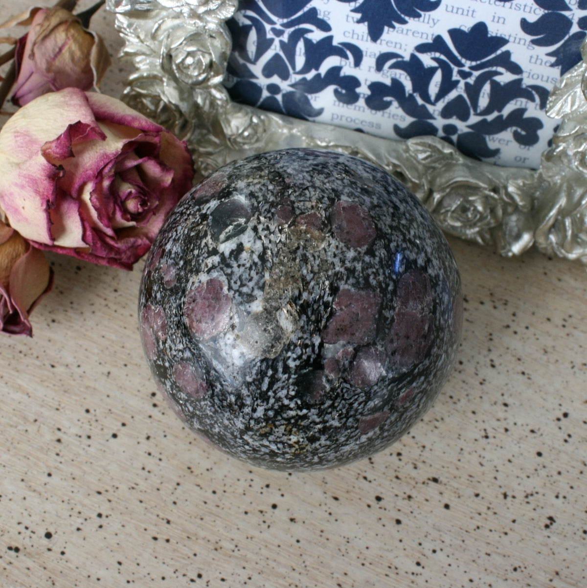 Garnet in Basalt Sphere, 419.2 gm