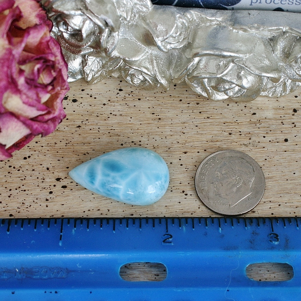 Larimar Teardrop Cabochon, 4.3g
