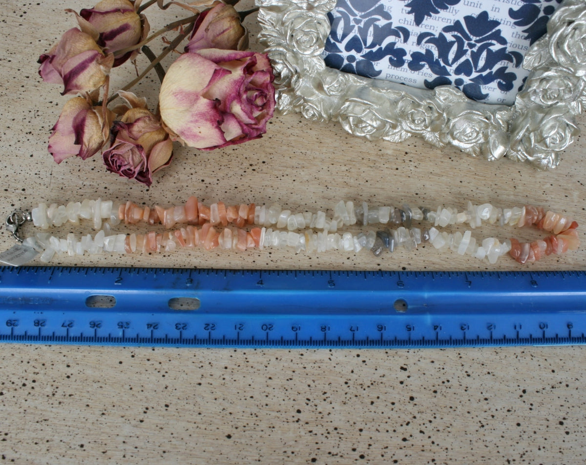 Tri Color Moonstone Chip Necklace
