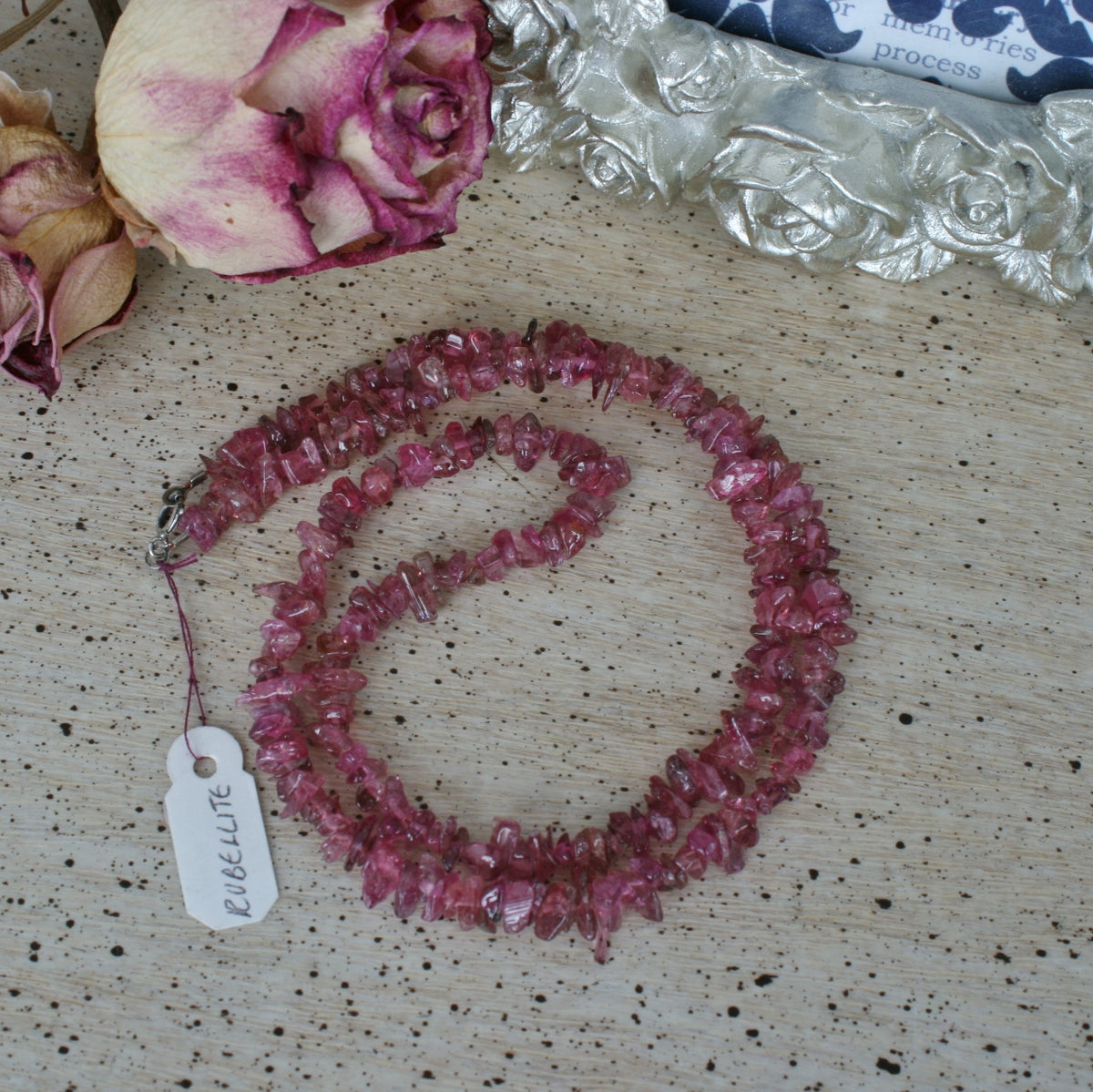 Rubellite Tourmaline Chip Necklace