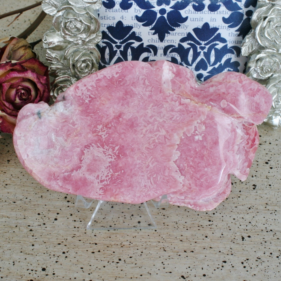 Rhodochrosite Rose Carving from Argentina, 234.5 grams