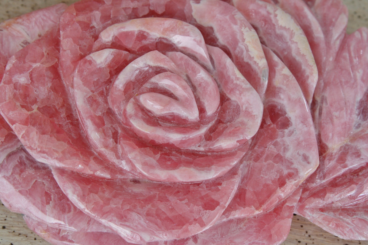 Rhodochrosite Rose Carving from Argentina, 234.5 grams
