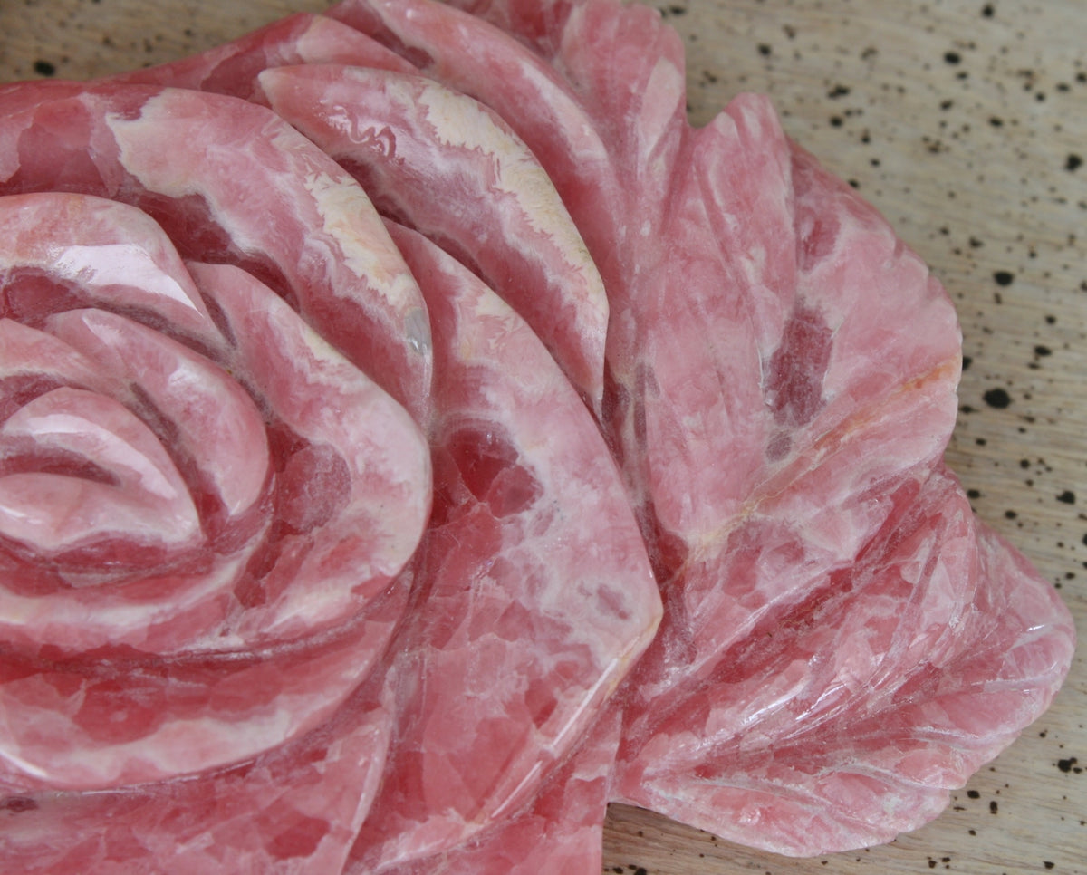 Rhodochrosite Rose Carving from Argentina, 234.5 grams