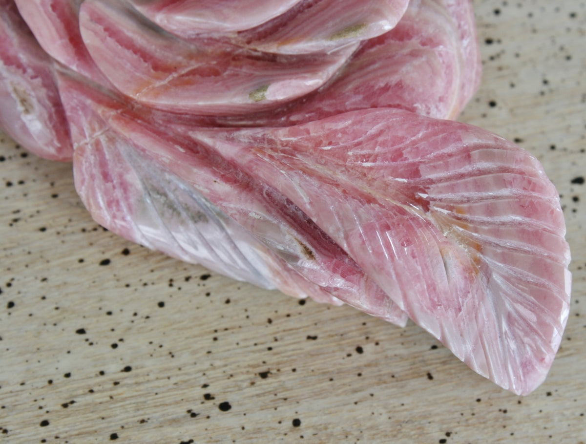 Rhodochrosite Rose Carving from Argentina, 207.9 grams