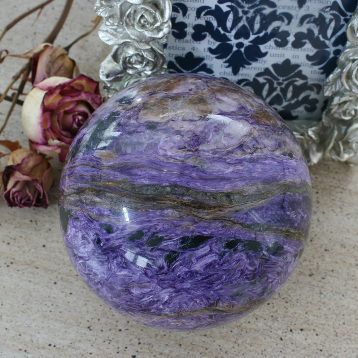 Large Charoite Sphere, from Russia, 100mm