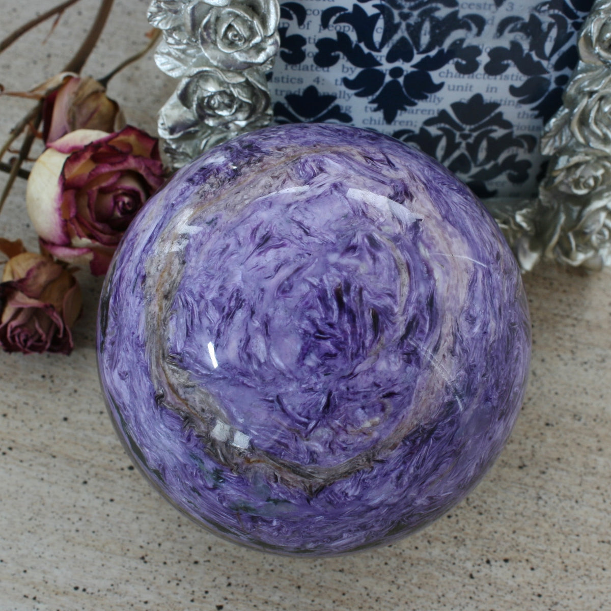 Large Charoite Sphere, from Russia, 100mm